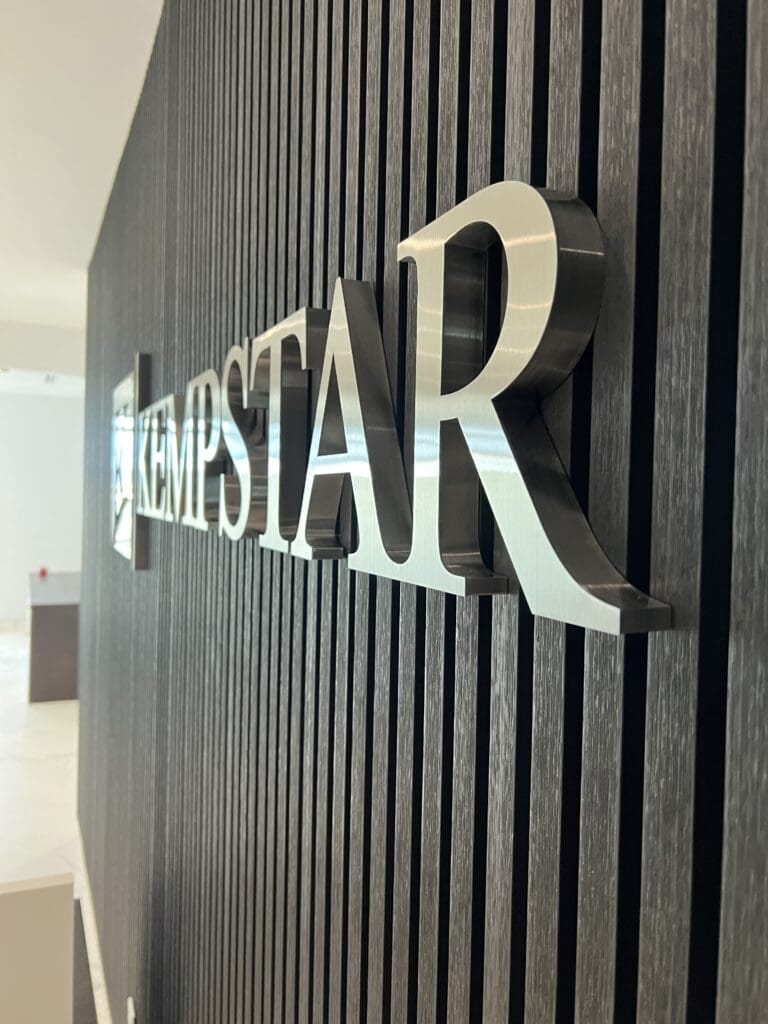 fabricated brushed steel letters