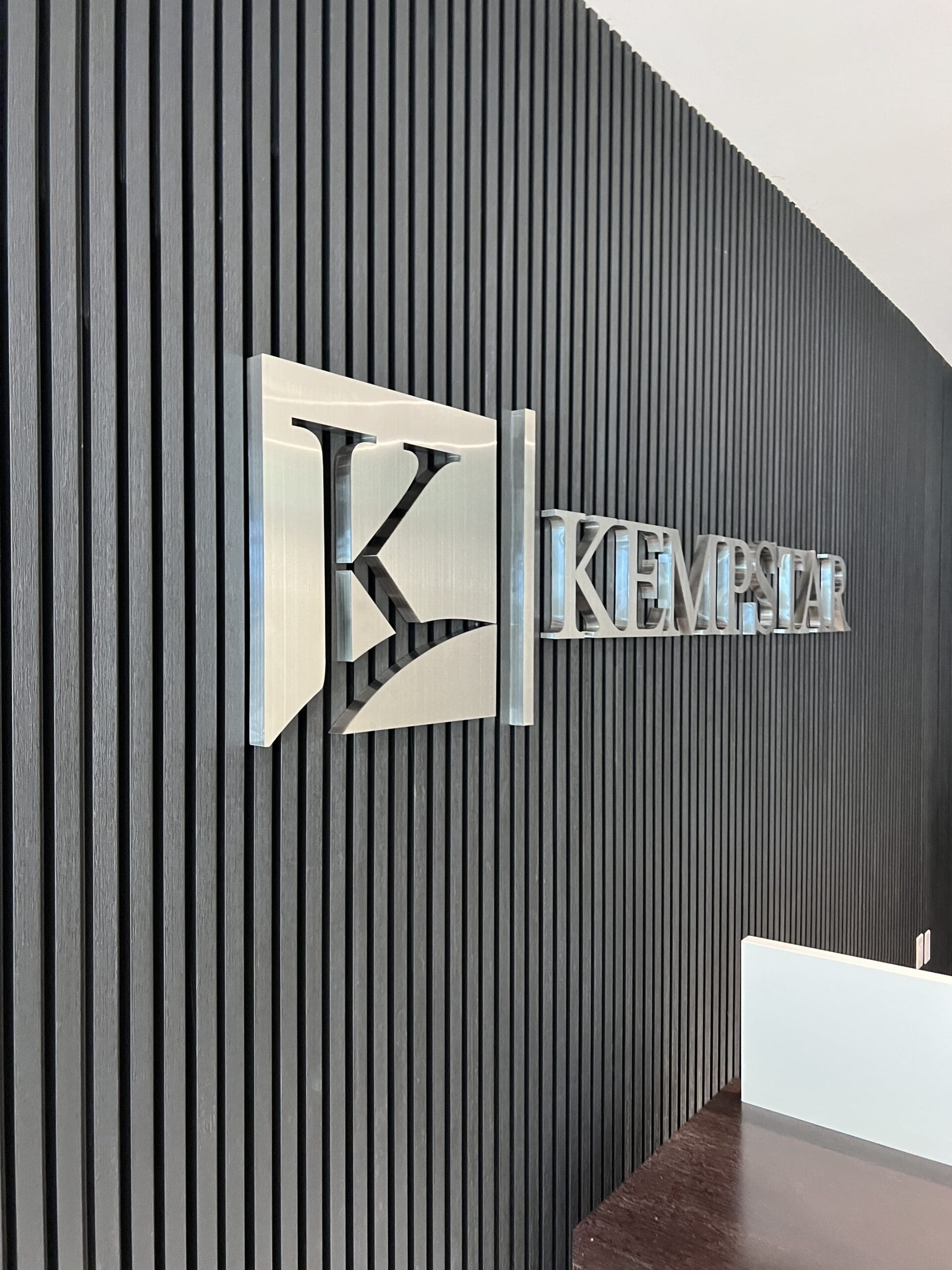 brushed metal reception lobby channel letter signs 31 scaled